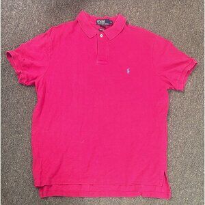 Polo Ralph Lauren Polo Shirt Mens XL Custom Fit Magenta Pink Blue Pony Cotton